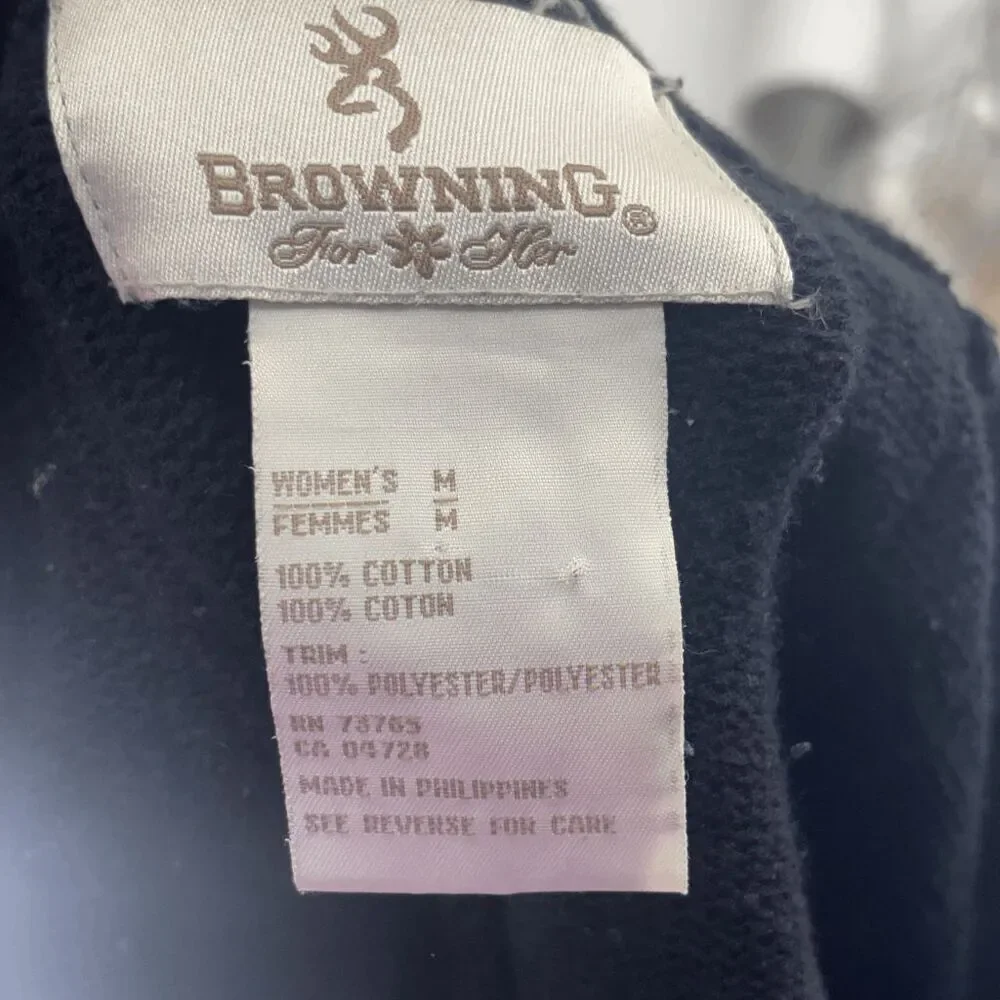 Browning For her Shooting Outdoors Cardigan‎ Elbow Patches Size M Black Brown